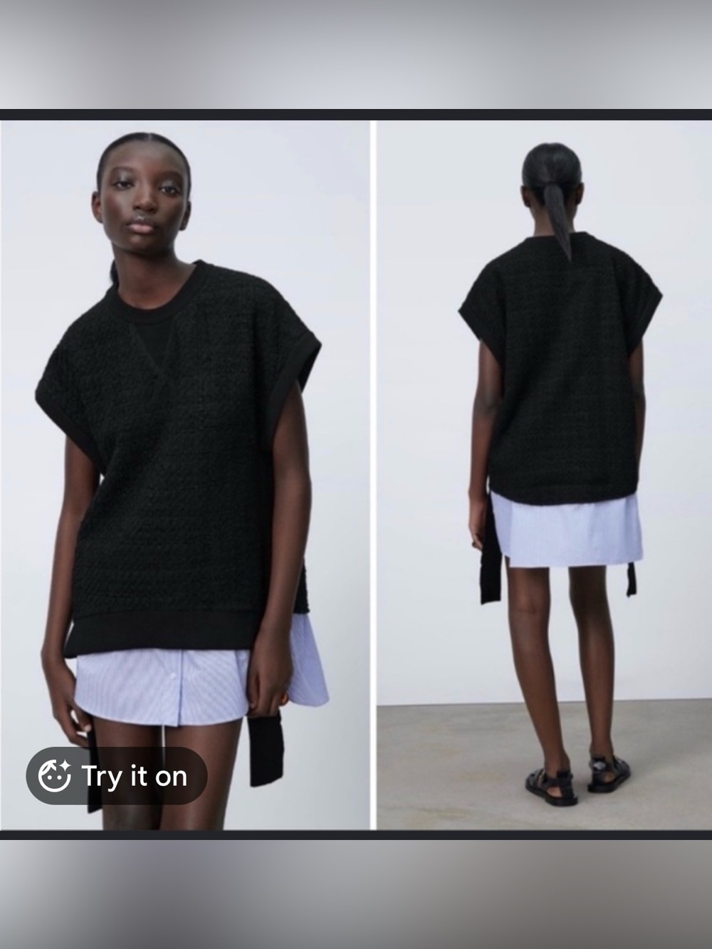 Zara Black Sleeveless Knit Vest Tunic
